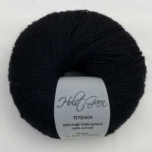 Holst Garn | Titicaca Yarn | Lace Weight Alpaca Wool, Colour: Black, Soft lace weight alpaca yarn—Titicaca is perfect for shawls, baby knits or as a carry-along. Ideal knitting wool UK with stunning colour range., Knit With Me