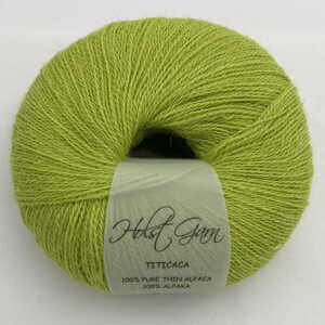 Holst Garn | Titicaca Yarn | Lace Weight Alpaca Wool, Colour: Wasabi, Soft lace weight alpaca yarn—Titicaca is perfect for shawls, baby knits or as a carry-along. Ideal knitting wool UK with stunning colour range., Knit With Me