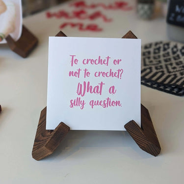 To Crochet or Not to Crochet Greetings Card, , Crafted by Button Meadow Each card includes an envelope Size: 15.5cm x 15.5cm, Knit With Me