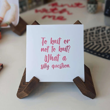 To Knit or Not to Knit Greetings Card, , Crafted by Button Meadow Each card includes an envelope Size: 15.5cm x 15.5cm, Knit With Me