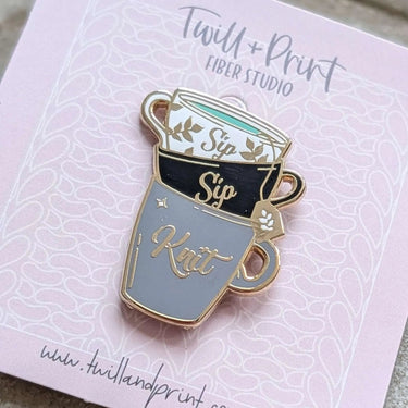 Twill + Print Enamel Pins - Knit With Me