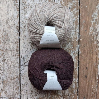 Wolfie Hat Kit | Colourwork Knitting Kit, Colour: Classic Kit 1 - Fusian/Poivre Blanc, Knitted hat kit, includes Ulysse Merino yarn and knitting pattern. A great knitting kit if you want to make your own wooly hat, a knitting hat kit at its best. , Knit W