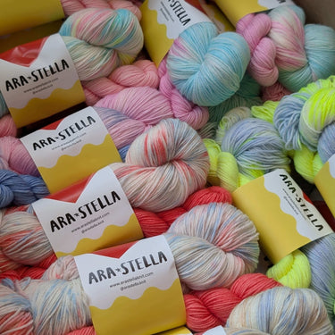 ARA STELLA | Luxe Sock Kit | Merino Nylon Hand-Dyed Yarn, Color: 1998, Exclusive ARA STELLA sock kit with 100g + 20g merino blend. Hand-dyed in Surrey, UK—perfect for socks, scarves & soft next-to-skin knits., Knit With Me
